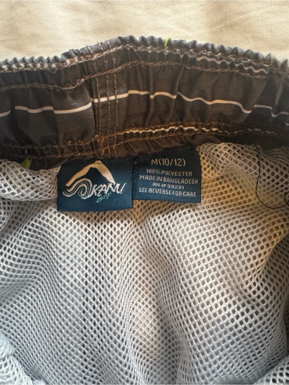 Kanu Surf Gray Swim Trunks with Lime Green & Teal Tropical Print
